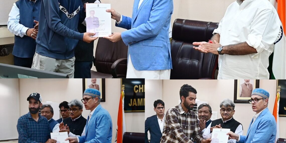 CM Omar Abdullah hands over compassionate appointment letters to beneficiaries under SRO-43, Rehabilitation Assistance Scheme
