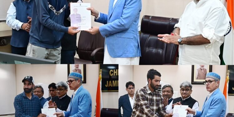 CM Omar Abdullah hands over compassionate appointment letters to beneficiaries under SRO-43, Rehabilitation Assistance Scheme