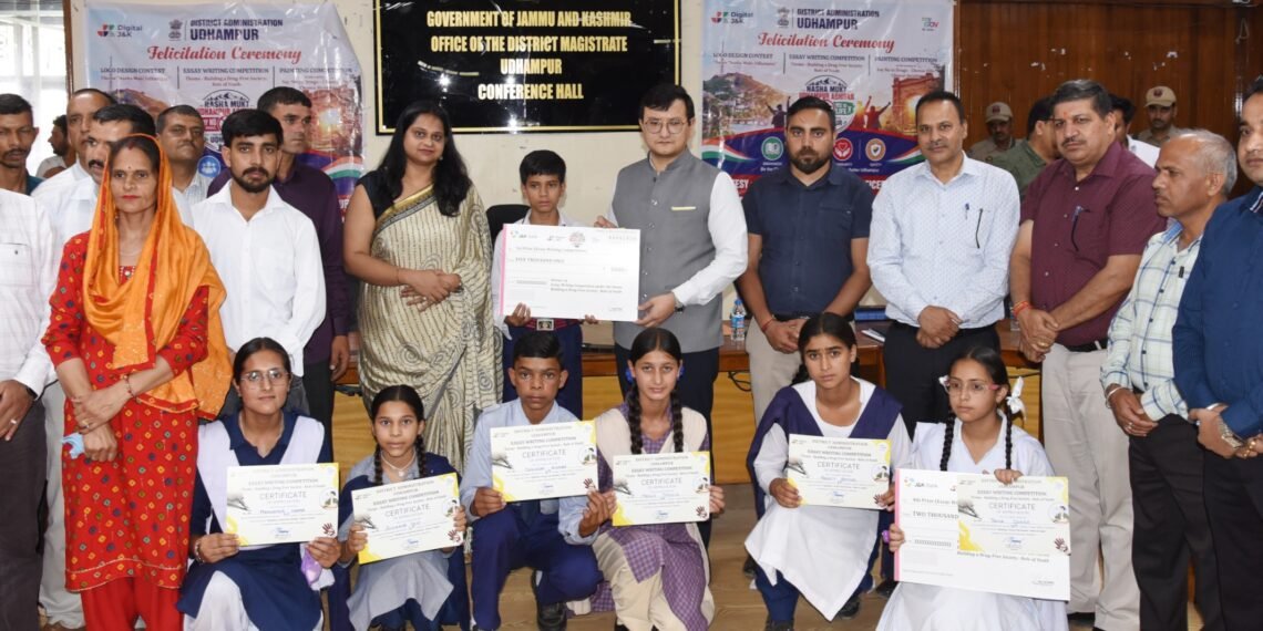 DC Udhampur felicitates winners of competitions under Nasha Mukt Jammu and Kashmir Abhiyan