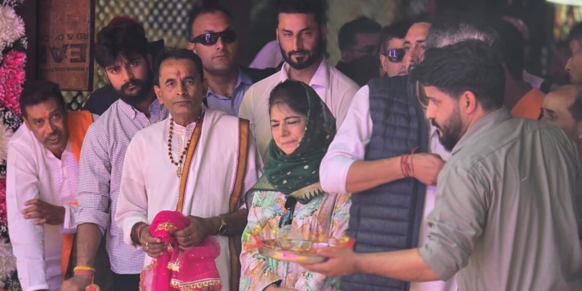 Mehbooba Mufti Visits Kheer Bhawani Shrine, Extends Greetings to Devotees