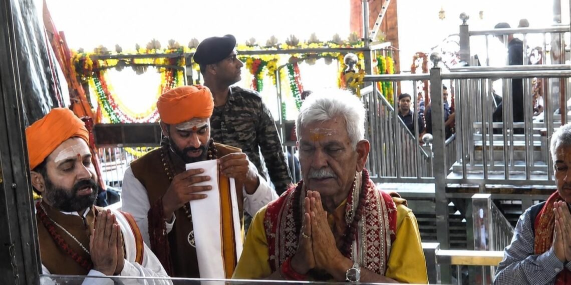 LG Performs ‘Pratham Puja’ at Amarnath Cave Shrine Ahead of Annual Yatra