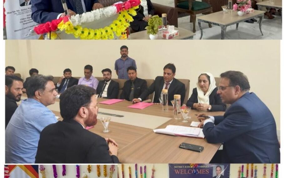 Justice Wasim Sadiq Nargal interacts with Judicial Officers, Bar Members at New District Court Complex Bandipora