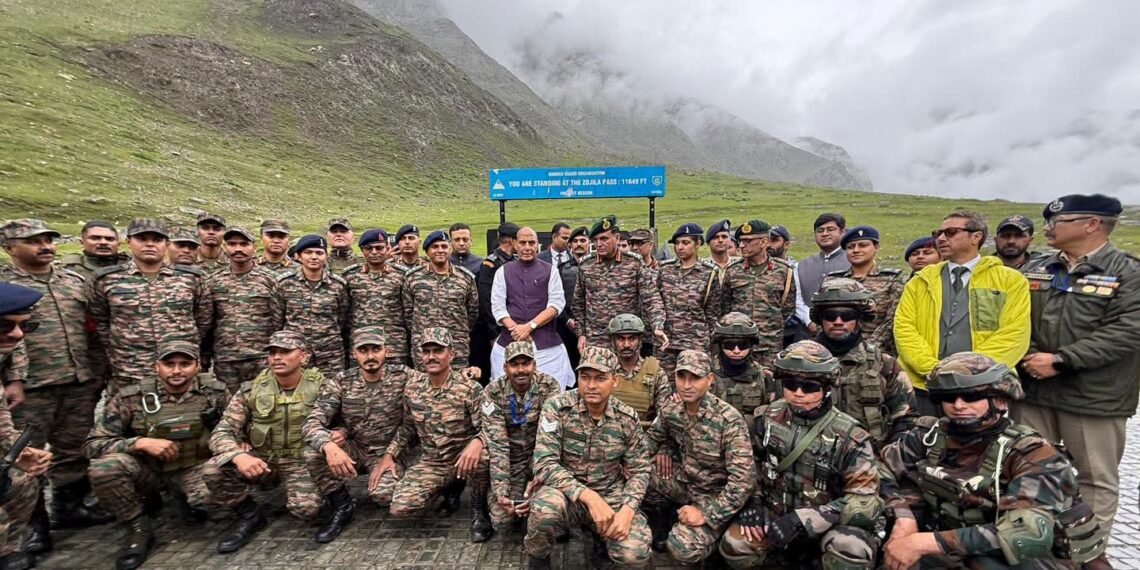 DM Rajnath Singh Reaches Zojila Pass, Poses with Soldiers Ahead of Kargil Vijay Diwas 2026 Event