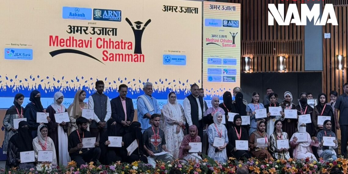 Three Students of New Dream Land Educational Institute Felicitated by LG Manoj Sinha at SKICC