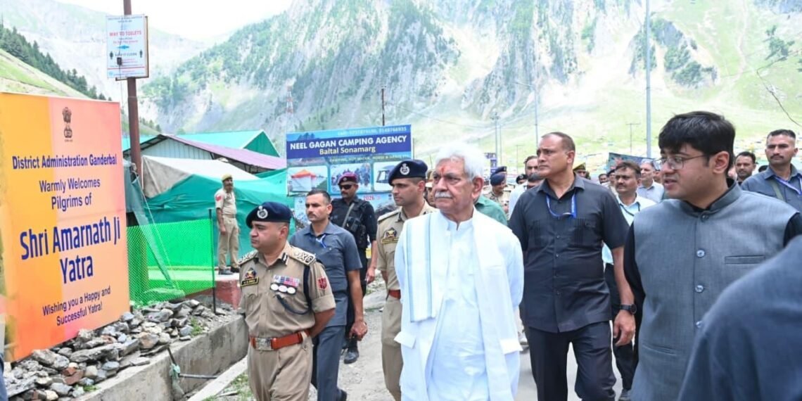 Lieutenant Governor reviews arrangements for pilgrims at Baltal Base Camp