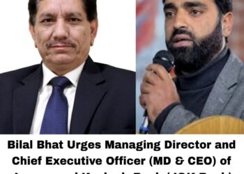Bilal Bhat Urges MD J&K Bank to Increase Staff Strength in Branches