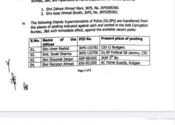 Govt Orders Transfers, Postings Of Police Officers In ACB; 4 SSPs, 3 DySPs Repatriated To Home Deptt